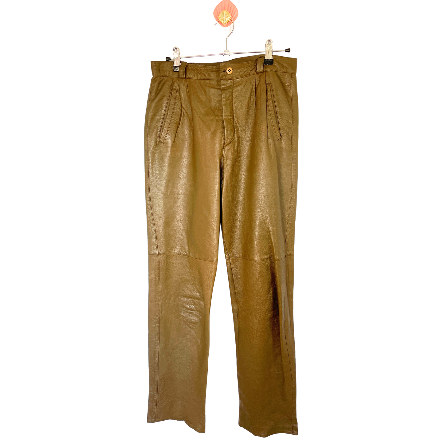 Vintage Olive Green Leather Trousers