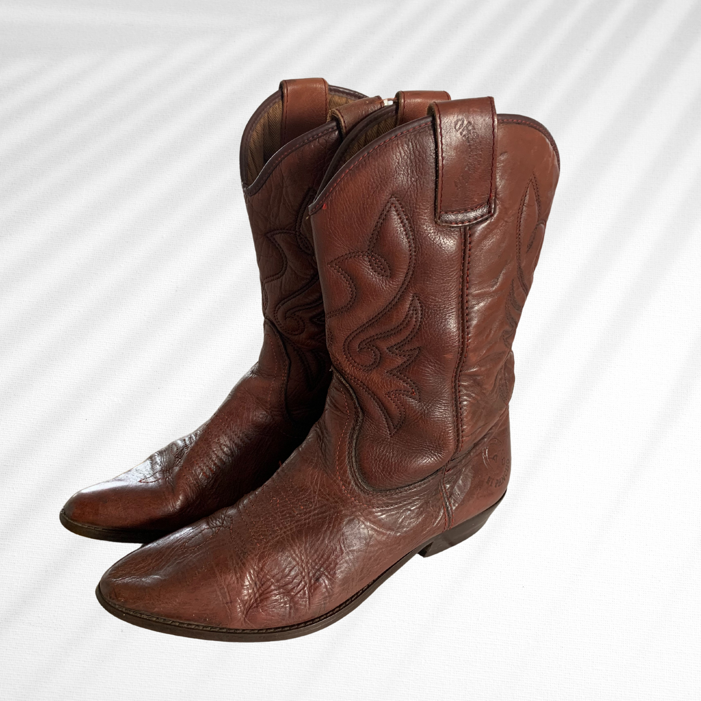 Vintage 80s Leather Western Cowboy Boots 3/4 Length