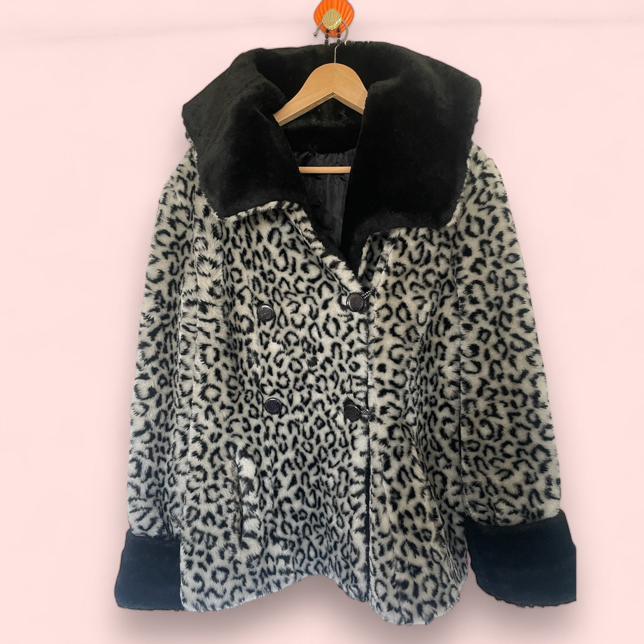 Vintage Silver and Black Faux Fur Leopard Print Short Jacket