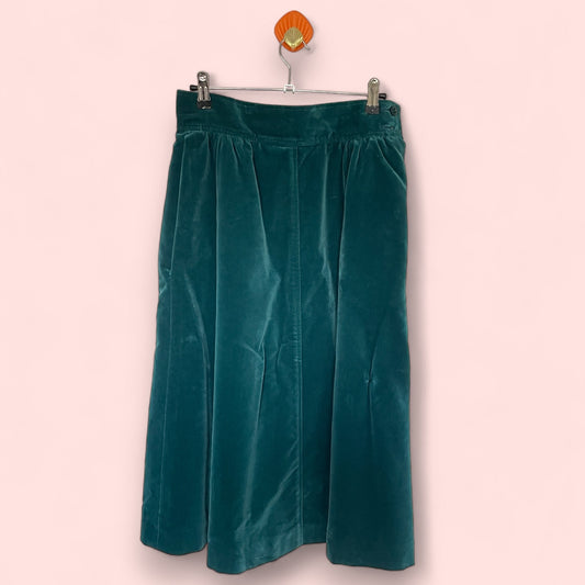 Vintage Green Velvet Jaeger Knee Length Skirt