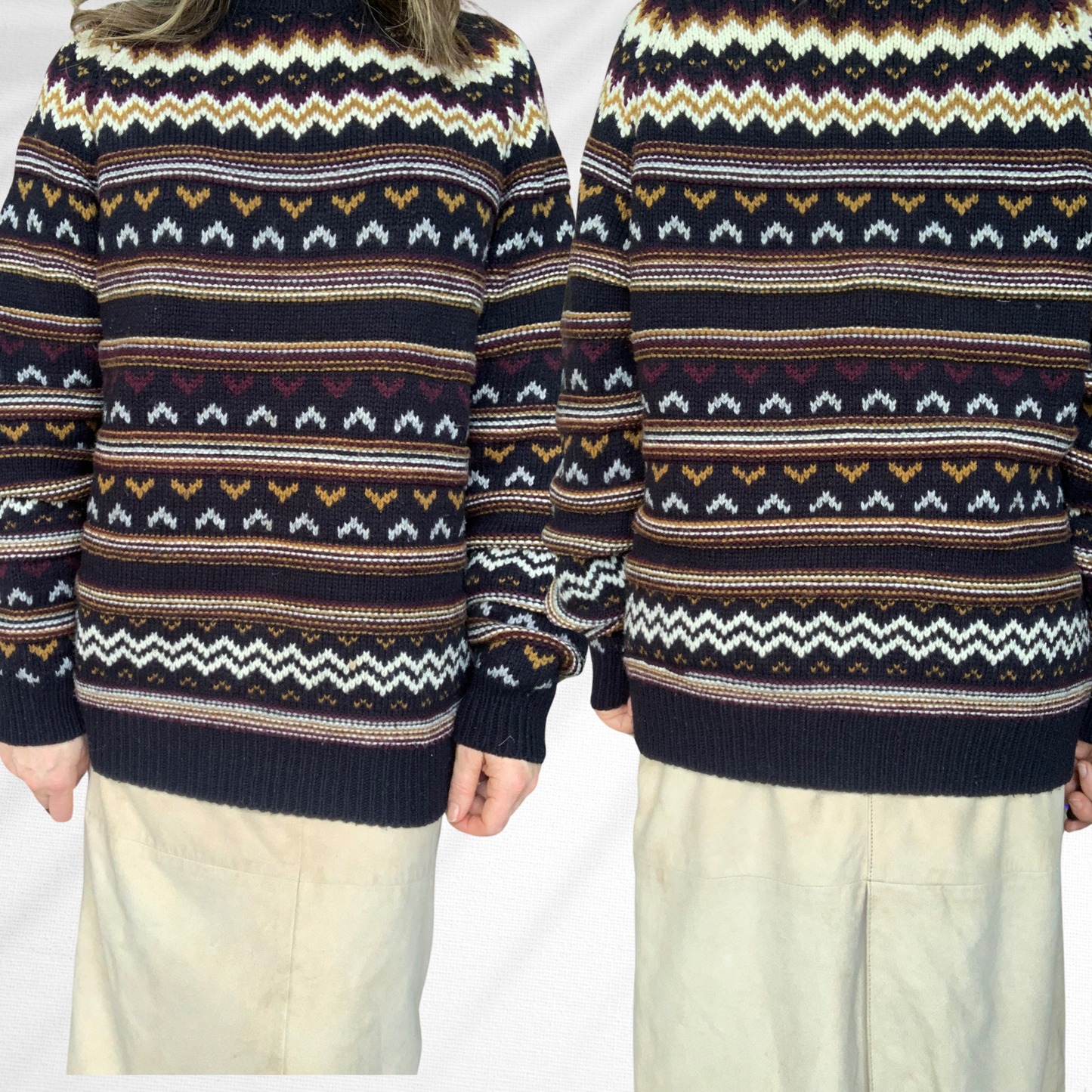 Vintage Wool Blend Black/ Grey / Camel Knitwear Piece