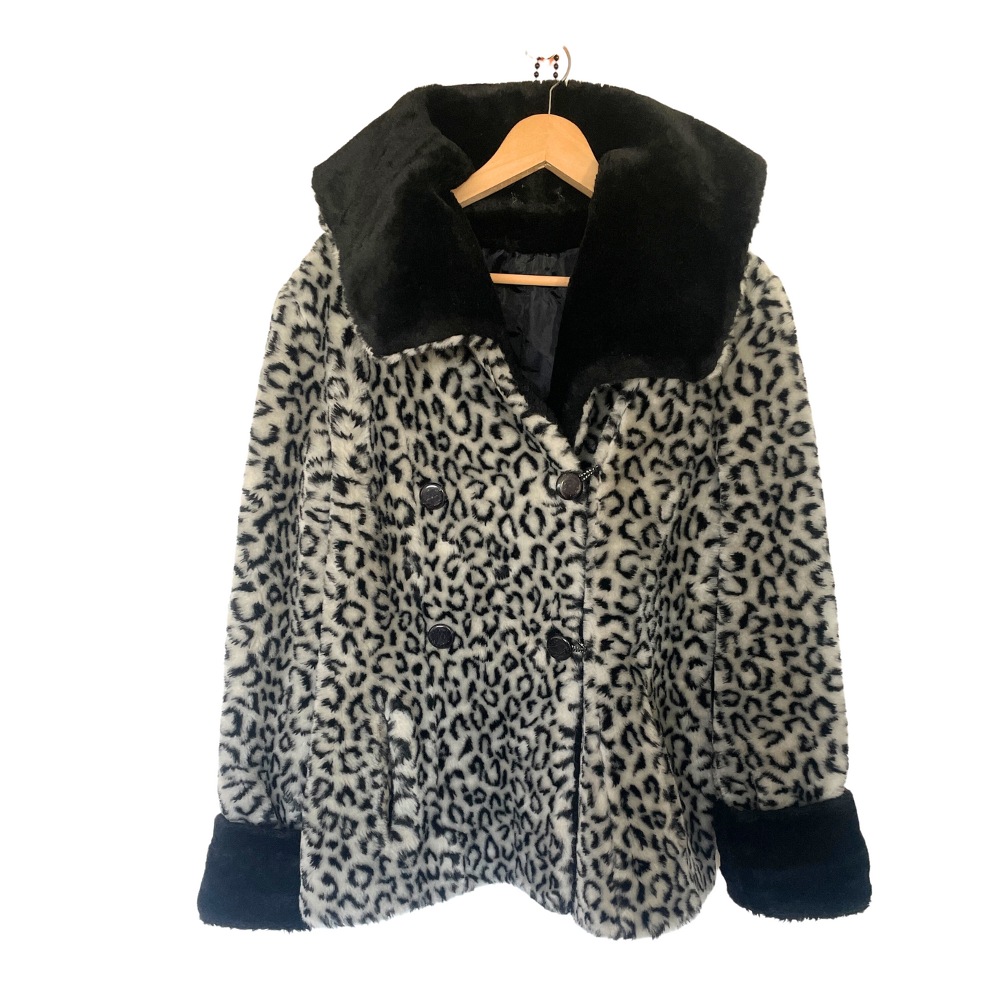 Vintage Silver and Black Faux Fur Leopard Print Short Jacket