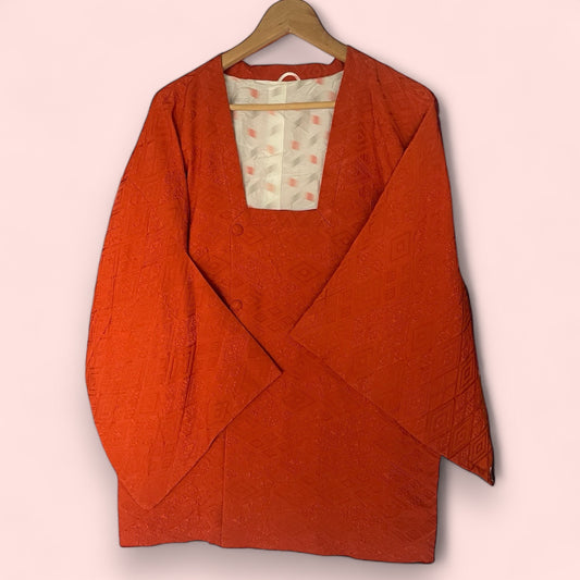 Vintage Double Breasted Orange Square Neck  Kimono Jacket