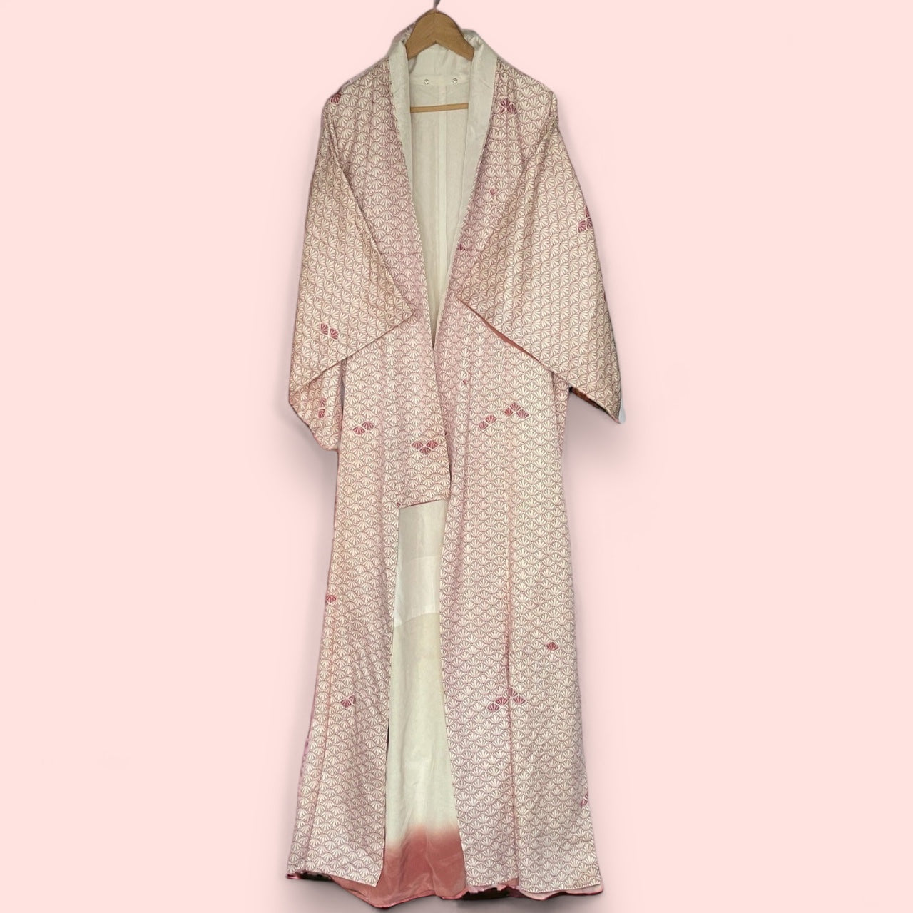 Vintage Full Length Pink and Cream Kimono