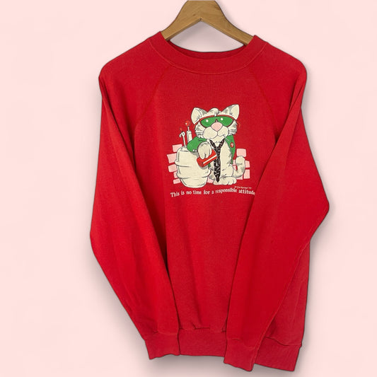 Vintage 80s Red Sweatshirts with Slogan