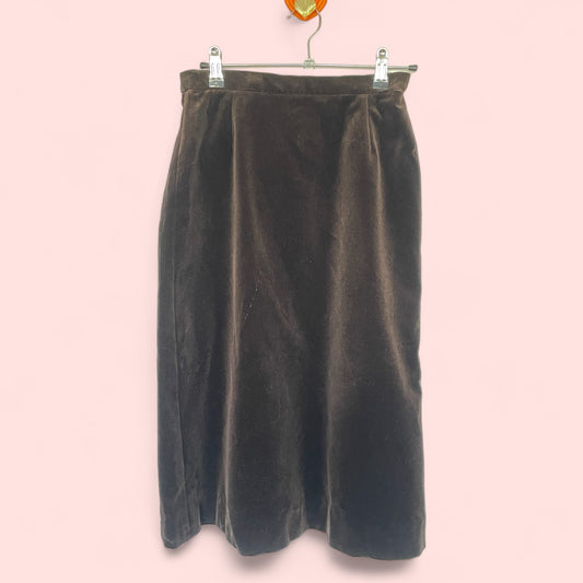 Vintage Brown Velvet Pencil Skirt