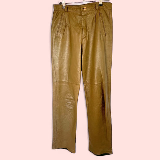 Vintage Olive Green Leather Trousers