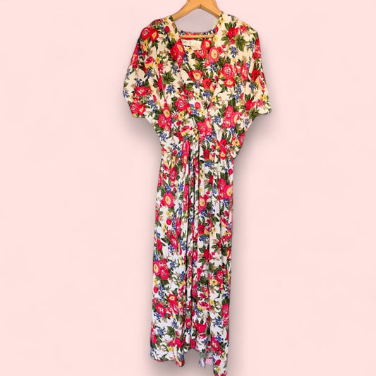 Vintage V-Neck Floral Maxi Dress