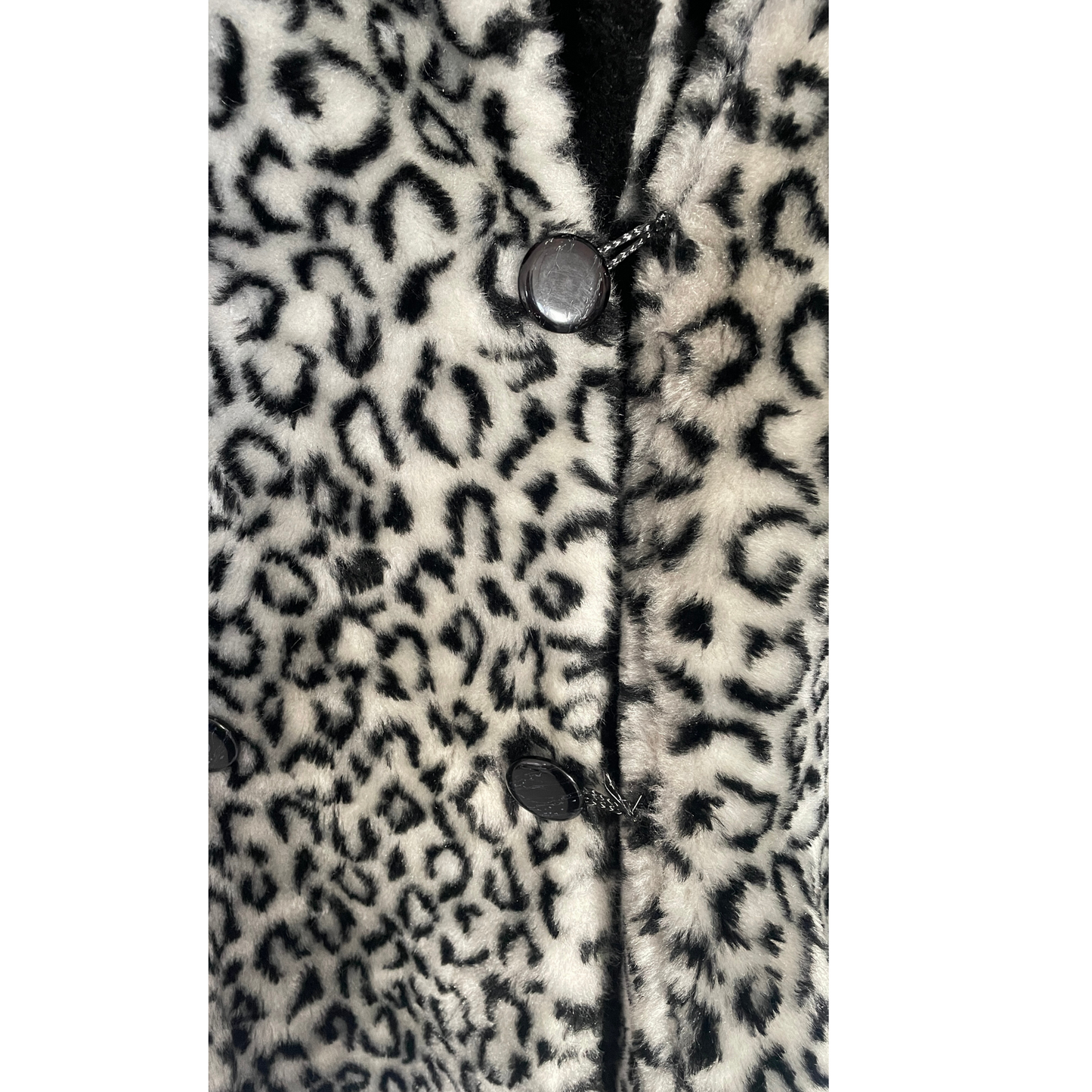 Vintage Silver and Black Faux Fur Leopard Print Short Jacket