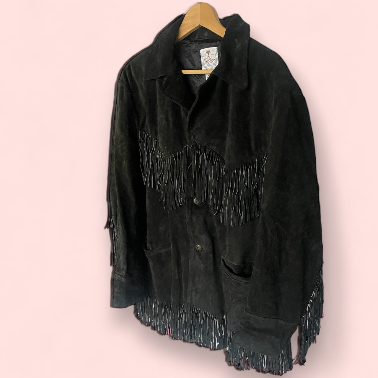 Vintage Black 100% Suede Tassel Jacket