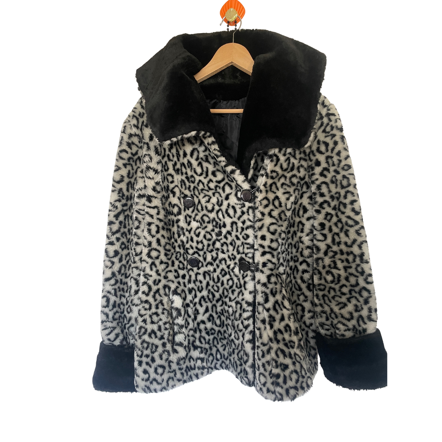 Vintage Silver and Black Faux Fur Leopard Print Short Jacket