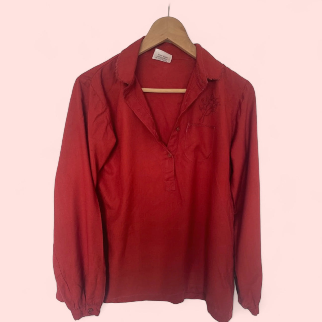 Vintage Red Smock Style Top