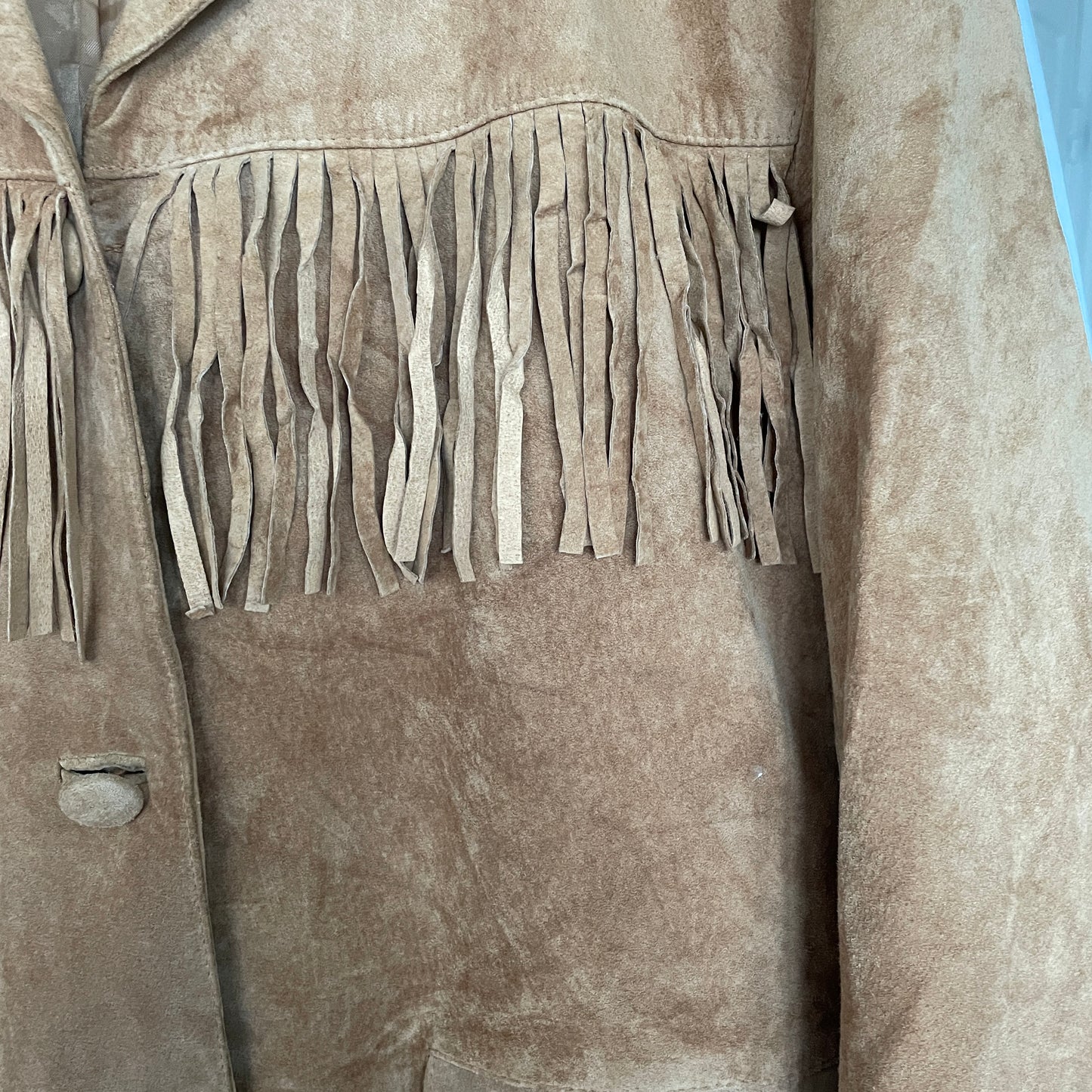 Vintage Cream Suede Boho Vibe Tassel Mid-length Jacket