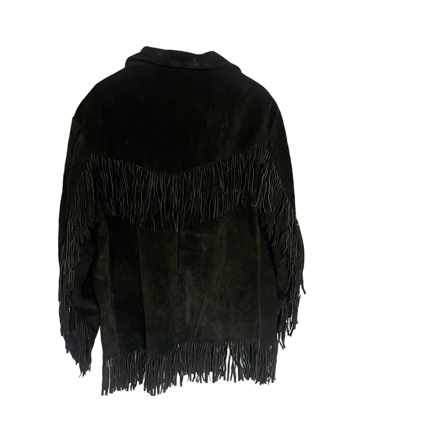 Vintage Black 100% Suede Tassel Jacket