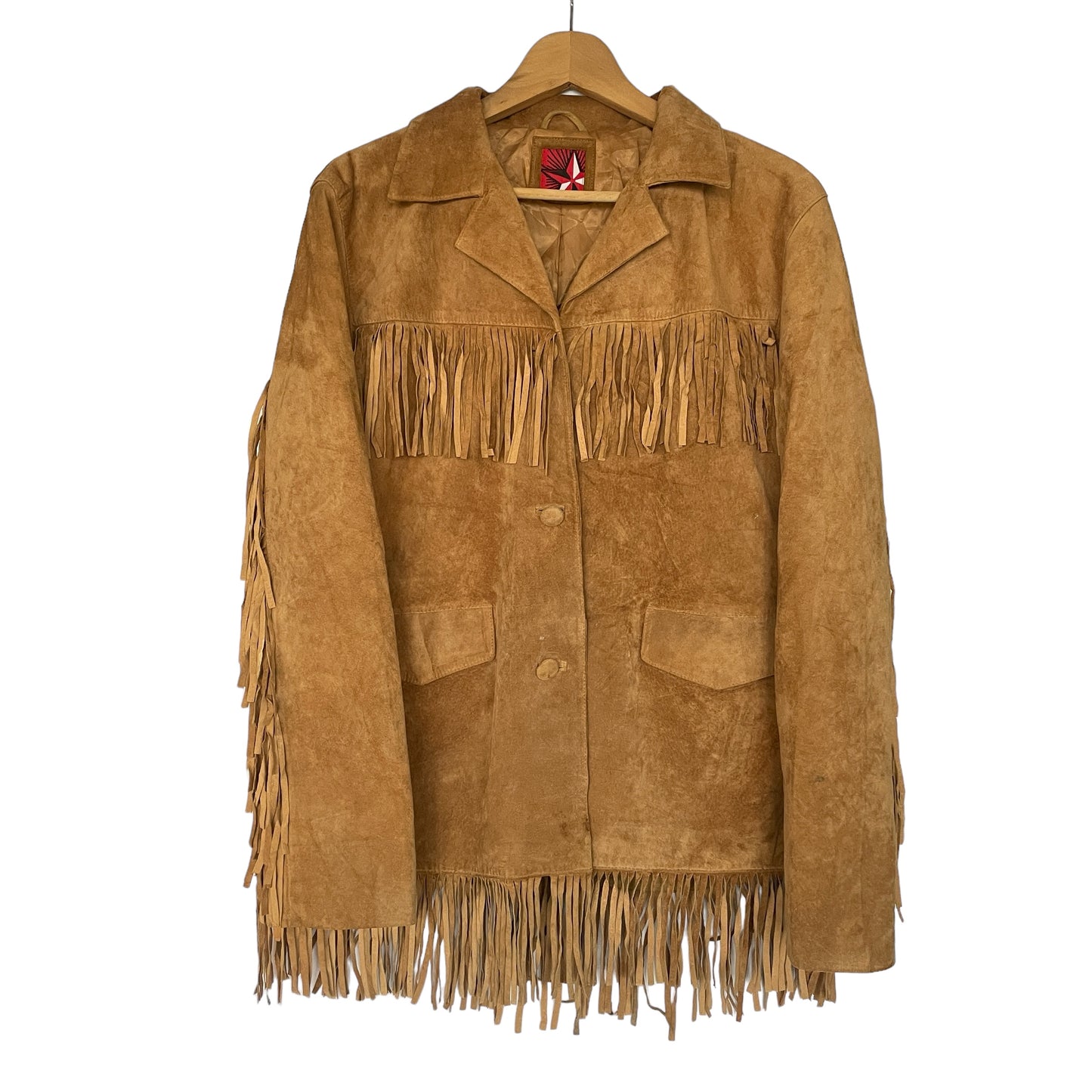 Vintage Cream Suede Boho Vibe Tassel Mid-length Jacket