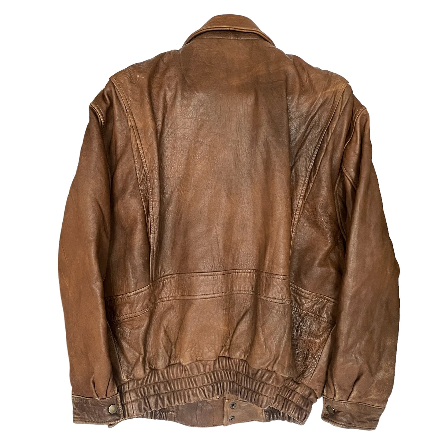 Vintage Soft Brown Leather Bomber Jacket