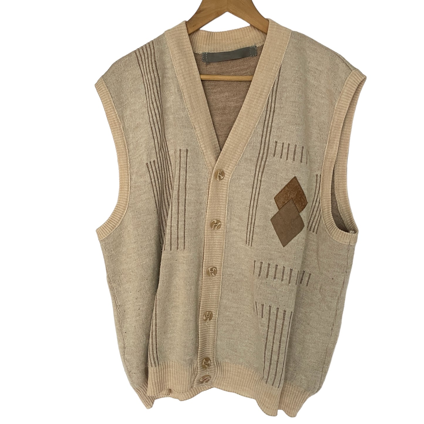 Vintage Cream Knit Grandad Vest/ Waistcoat