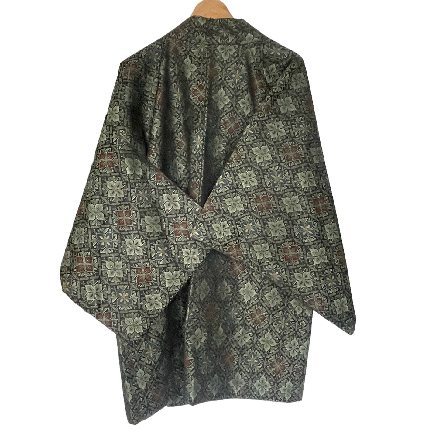 Vintage Green Floral Jacket Style Kimono