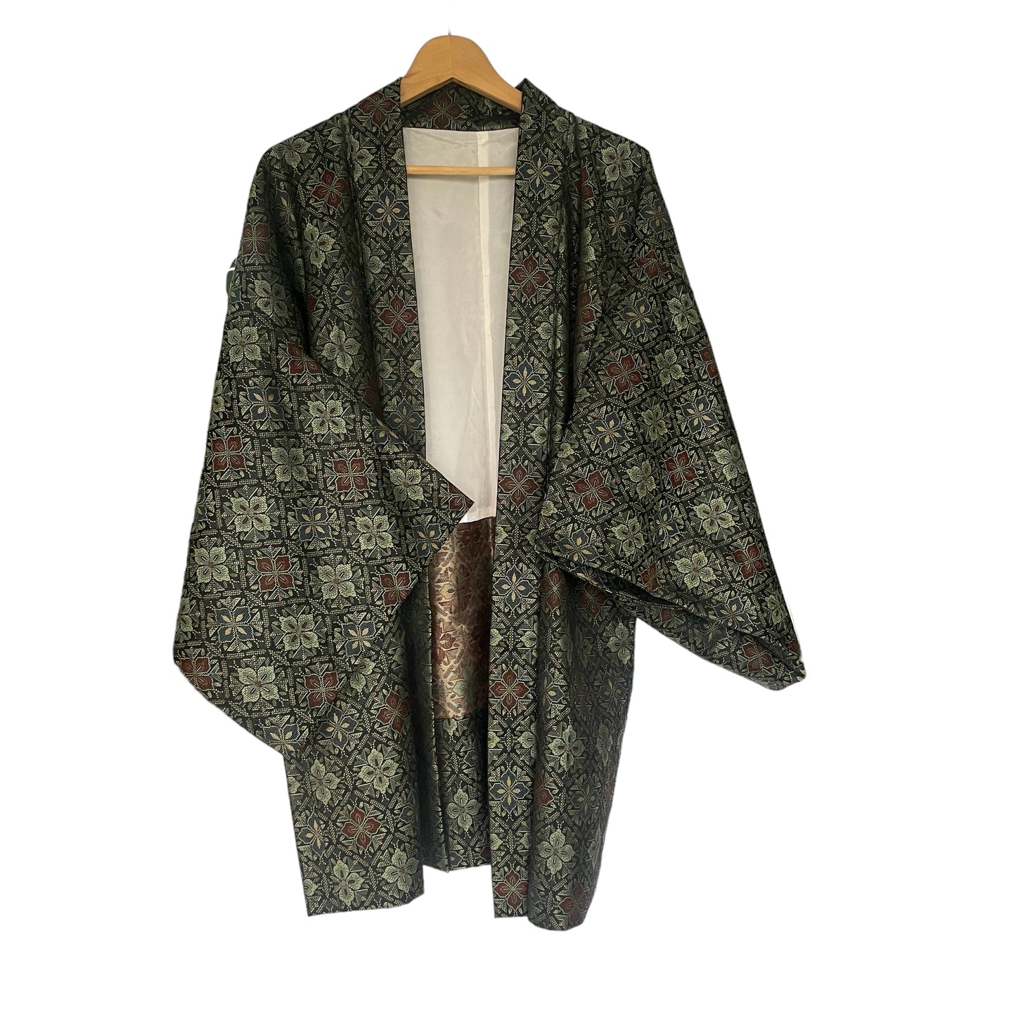 Vintage Green Floral Jacket Style Kimono