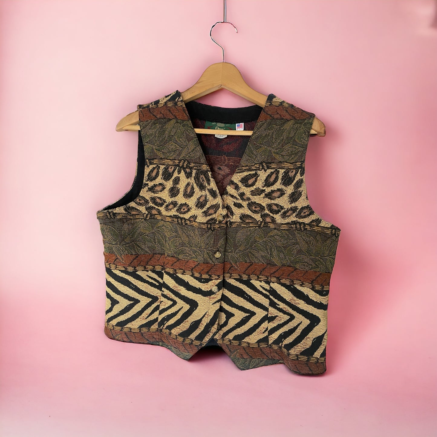 Vintage Animal Print Tapestry Waistcoat