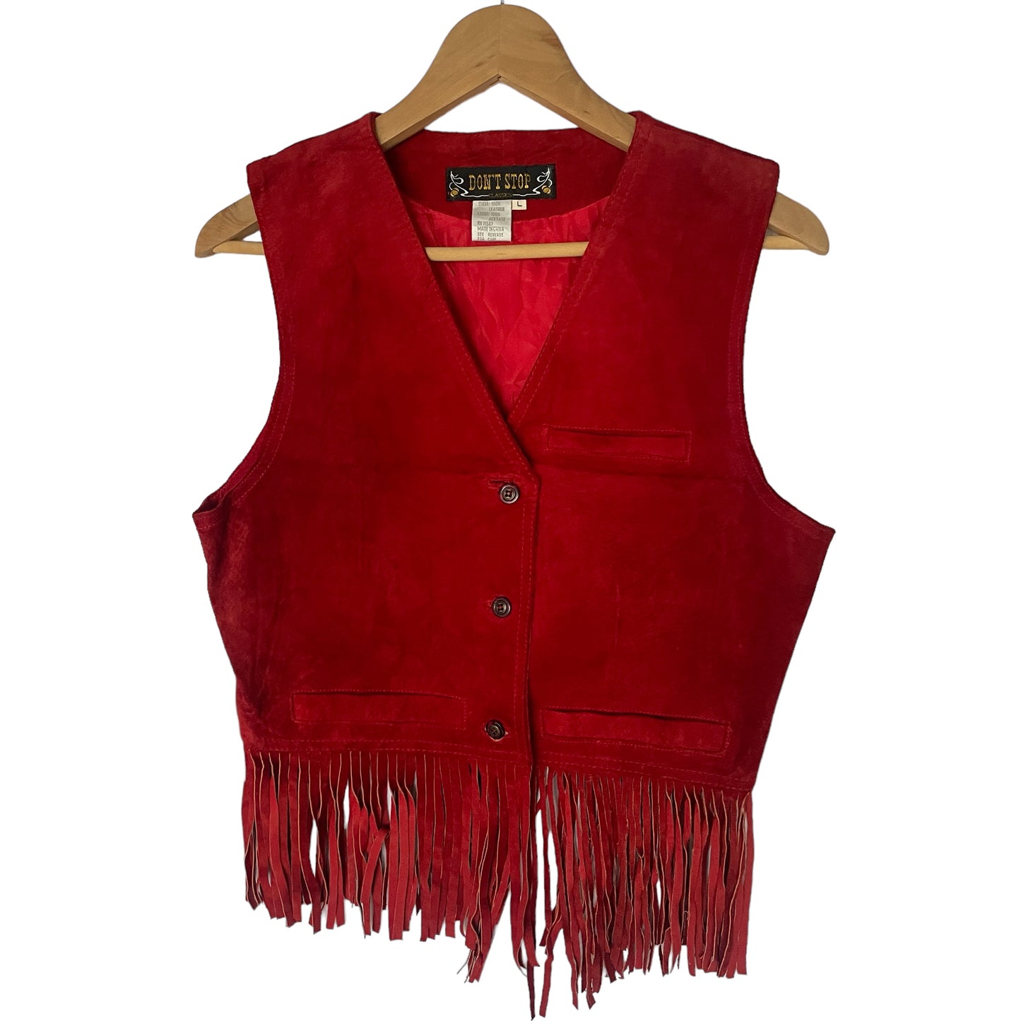 Vintage Red Suede Tassel Boho Waistcoat