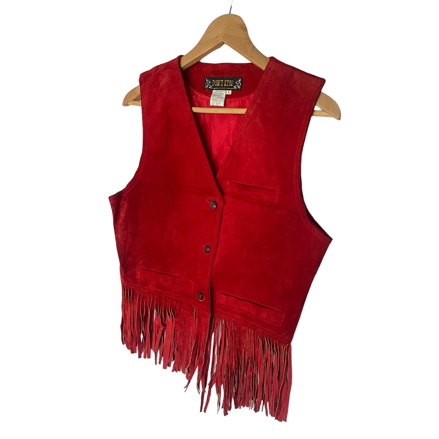 Vintage Red Suede Tassel Boho Waistcoat