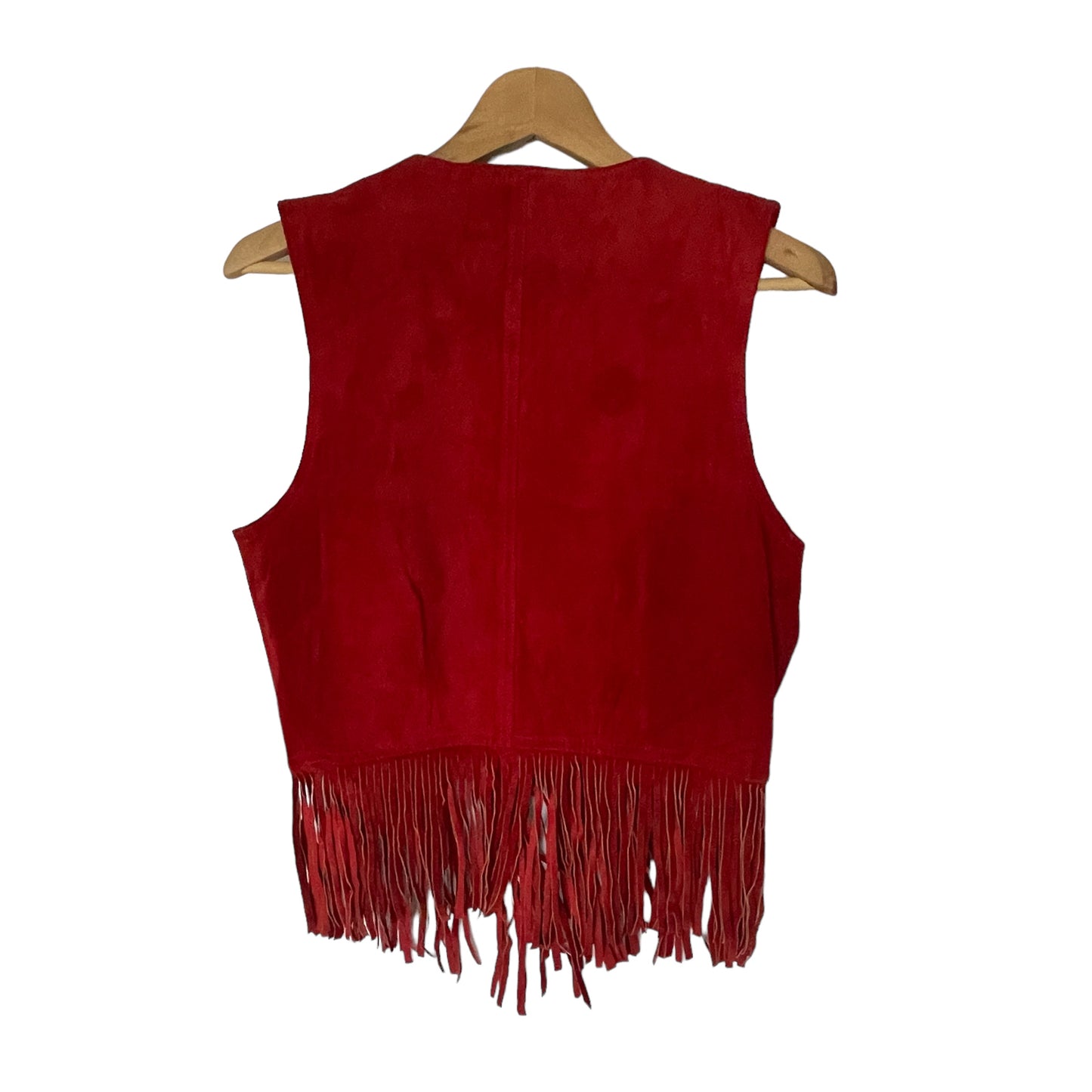 Vintage Red Suede Tassel Boho Waistcoat