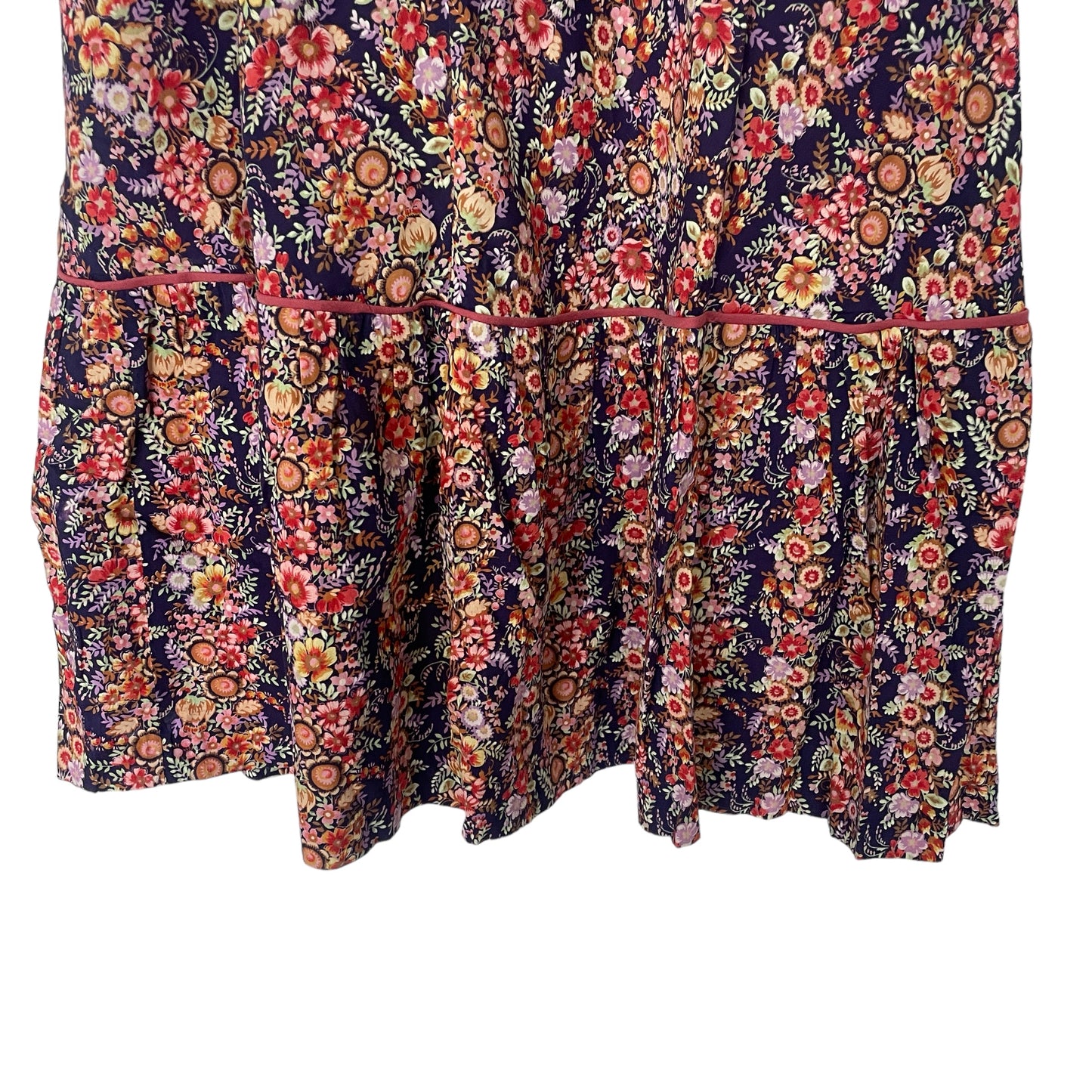 Vintage Handmade Floral Lined Skirt with Drop Pleat Detail