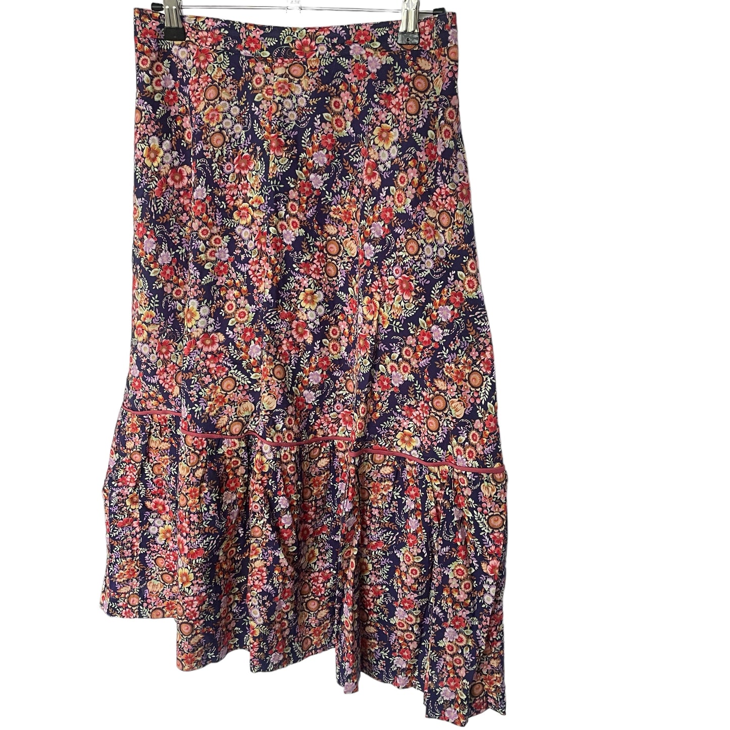 Vintage Handmade Floral Lined Skirt with Drop Pleat Detail