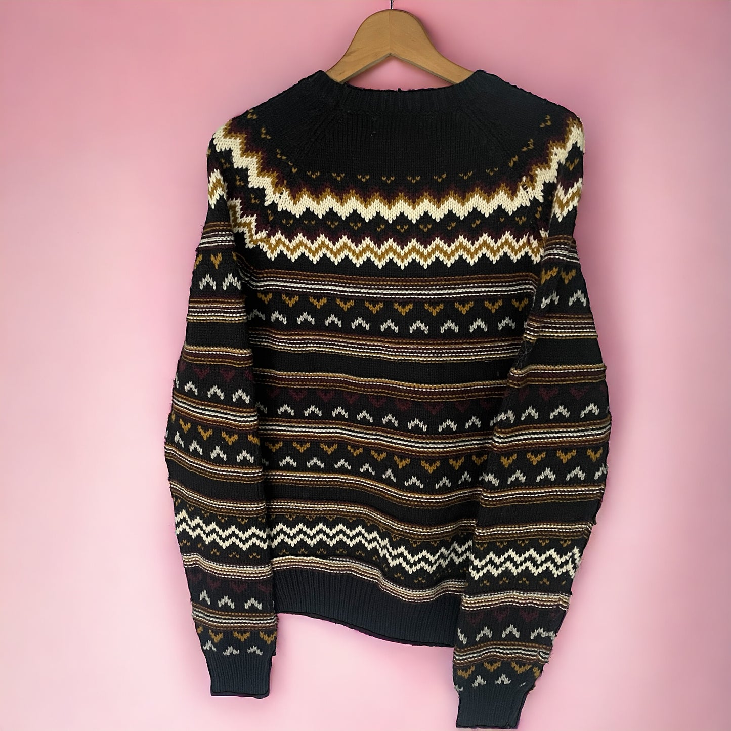 Vintage Wool Blend Black/ Grey / Camel Knitwear Piece