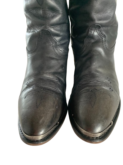 Vintage Black Leather Western Boots