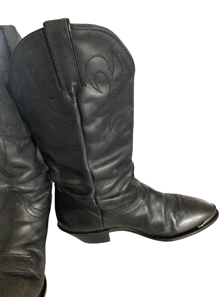 Vintage Black Leather Western Boots