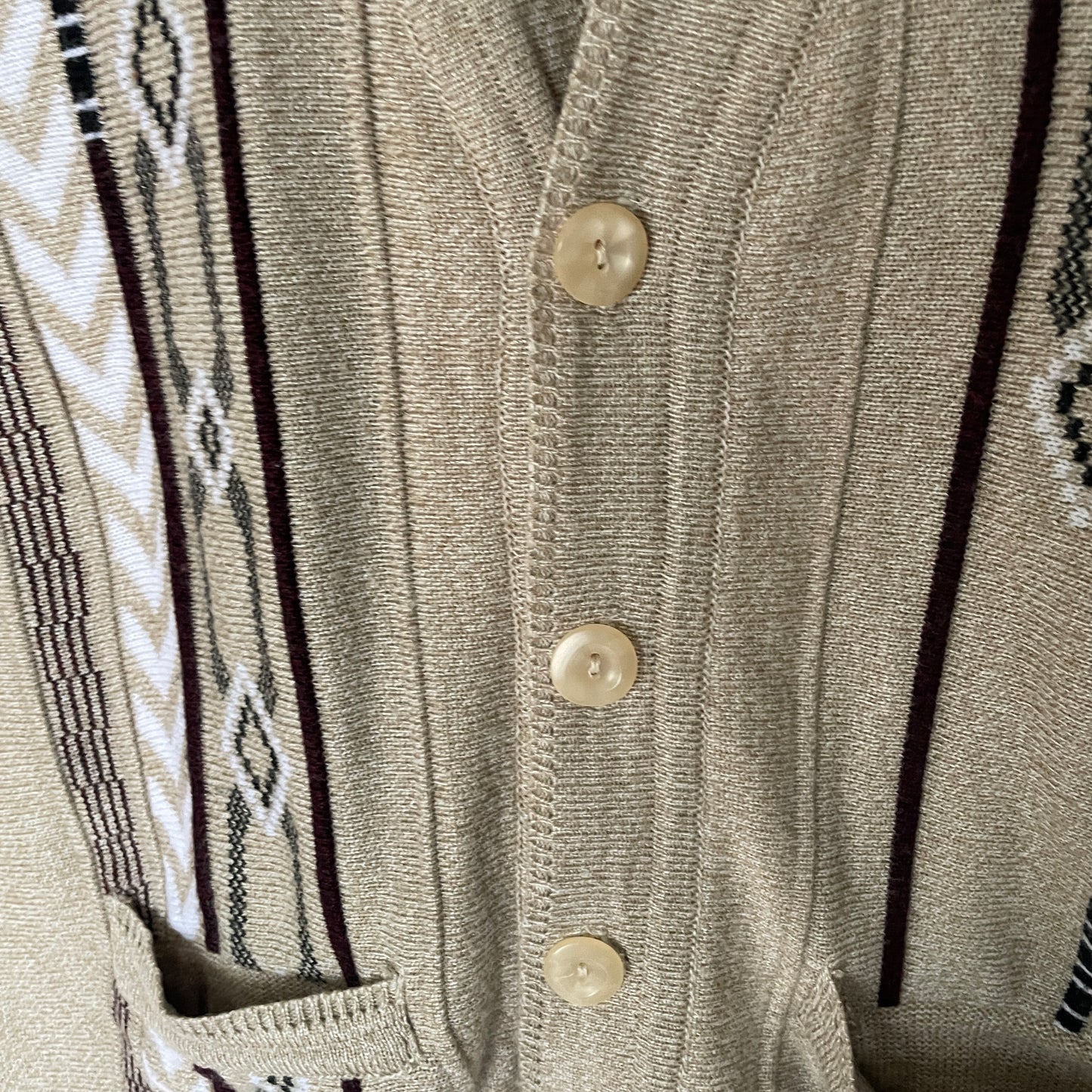 Vintage Abstract Print Cream and Brown Vest/ Waistcoat