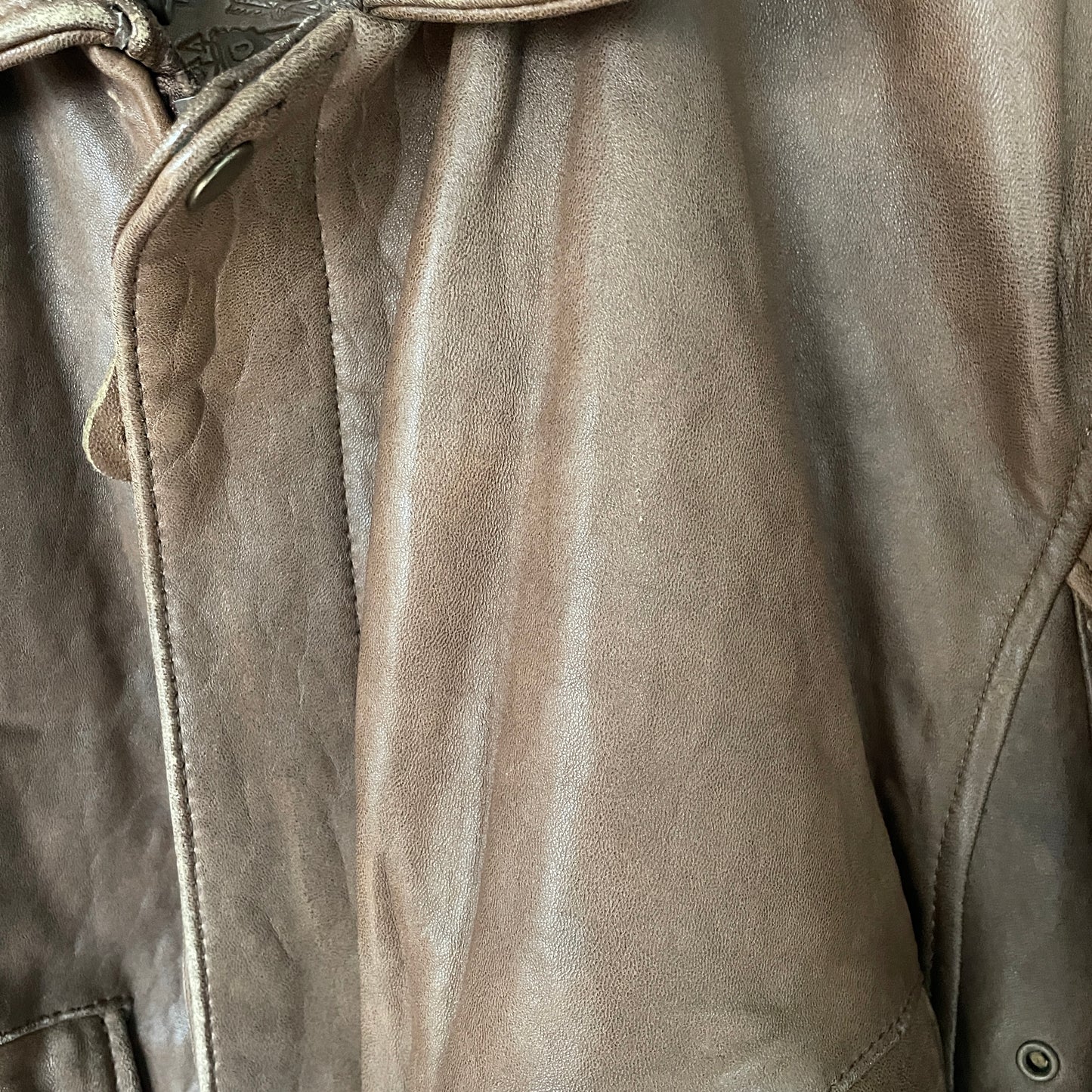 Vintage Soft Brown Leather Bomber Jacket